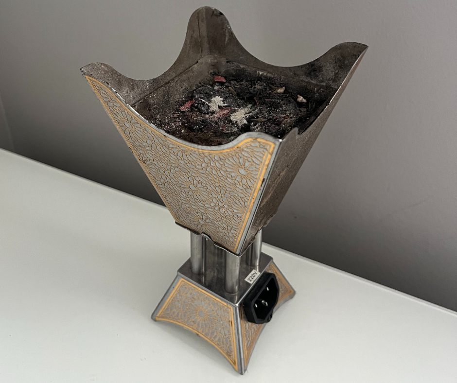 This is a photo I took of my real bukhoor incense burner. I used it as a reference for modeling and texturing in Cinema 4D.