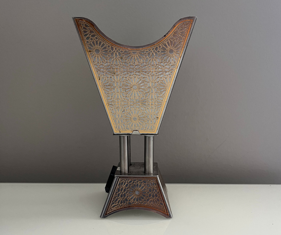 This is a straight-on photo of my bukhoor burner. I used it to look at proportions and design details before I made the model in Cinema 4D.