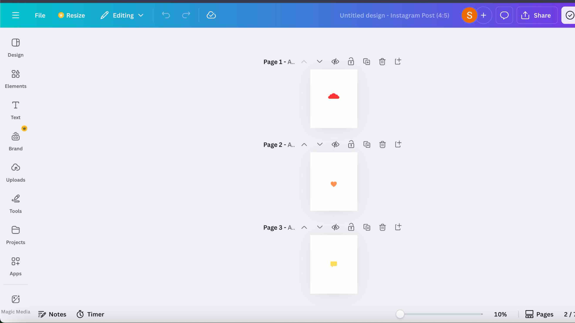 Here, I began experimenting with visual elements inside Canva. I created multiple artboards to compare different shapes and colours that I might use later in my p5 project. This helped me explore what visual style felt right for my concept.