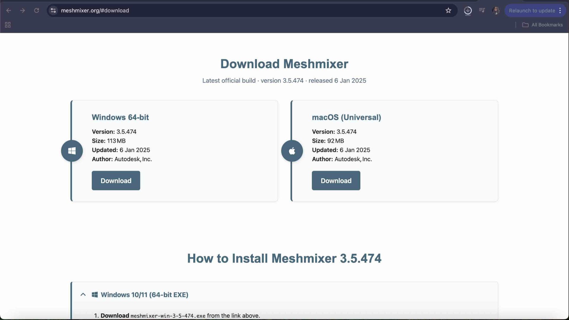 Here, I downloaded Meshmixer to prepare for 3D cleanup later in my workflow. Even though this tool is separate from p5, I needed it for cleaning up 3D scans connected to another part of my project.