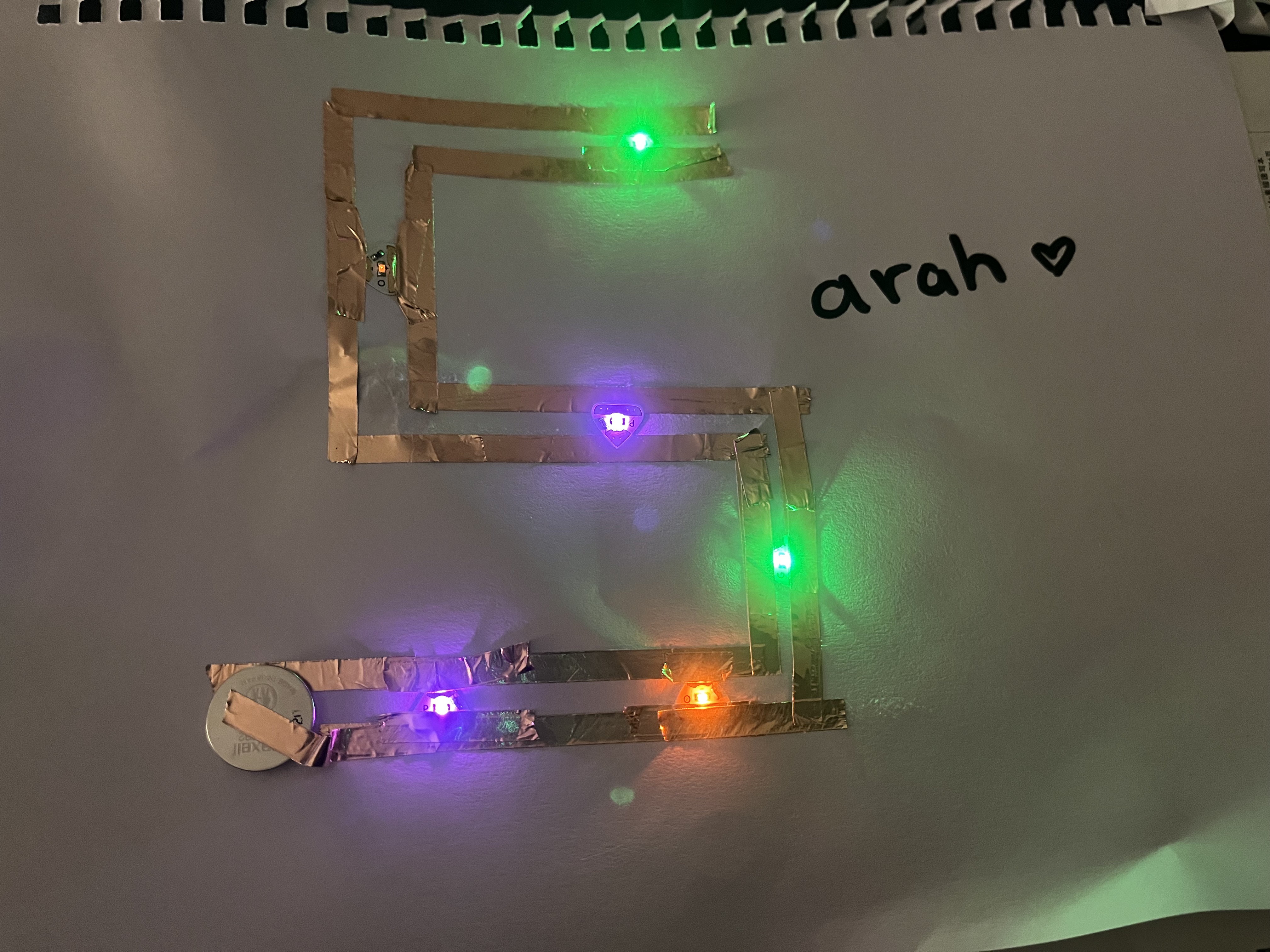 Over here, I noticed that the more I extended the copper tape along with additional led lights, some lights were losing power