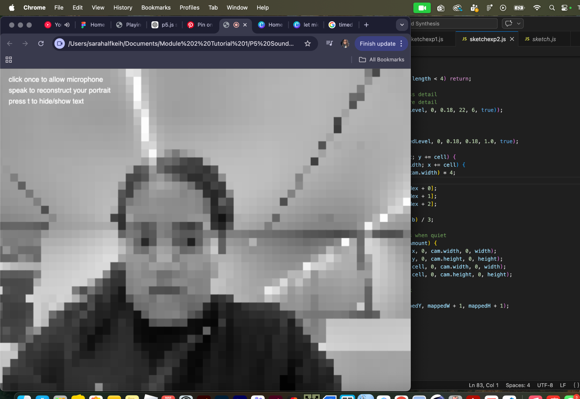 Here is the camera after I clapped loudly into my mic. This shows what I mean by my silhouette becoming clearer, while still remaining pixelated.