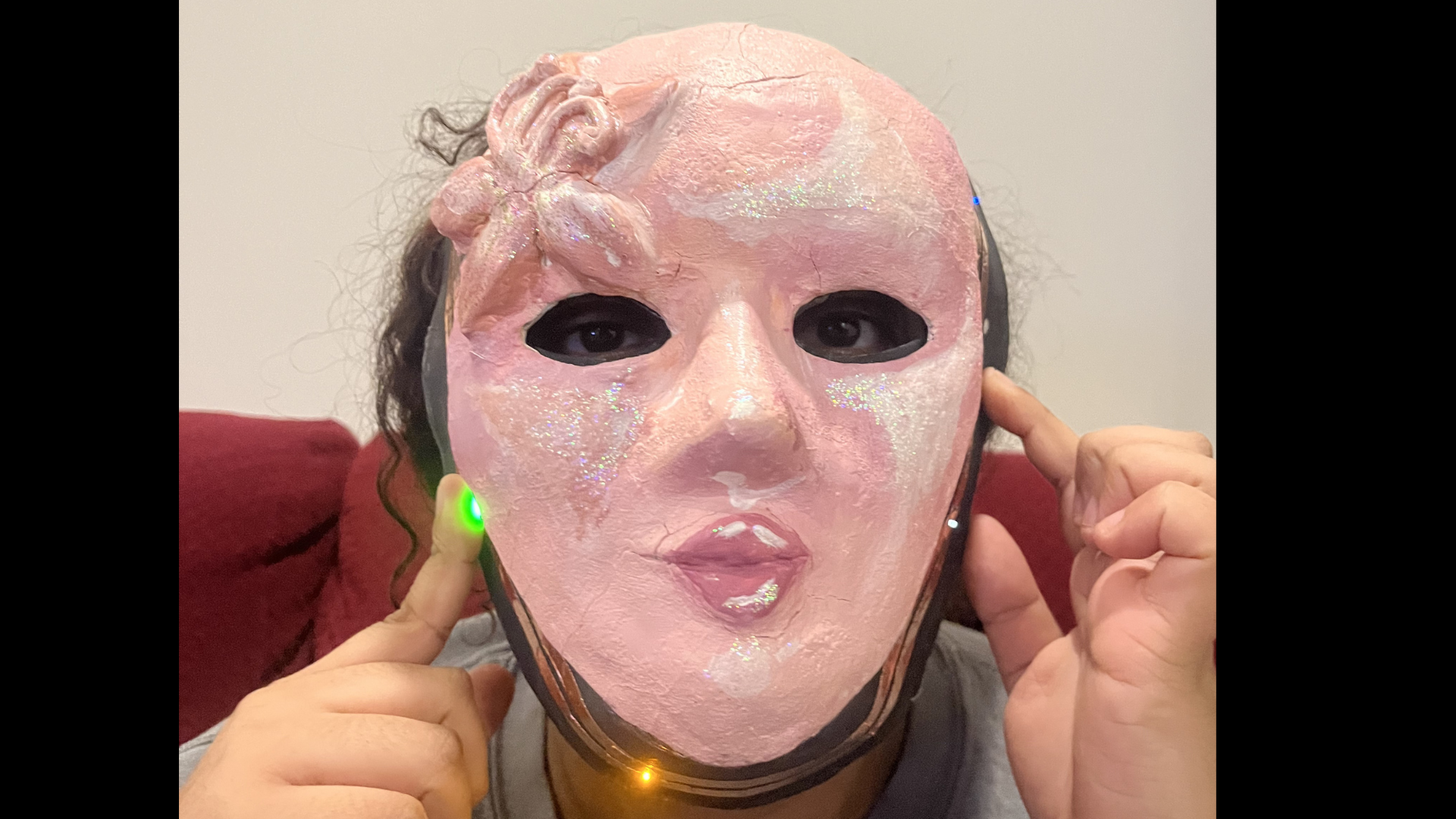 This is the mask I used. I originally made it for a high school assignment about identity, where I explored how makeup can act as a form of protection. I created this mask using materials from Dollarama.