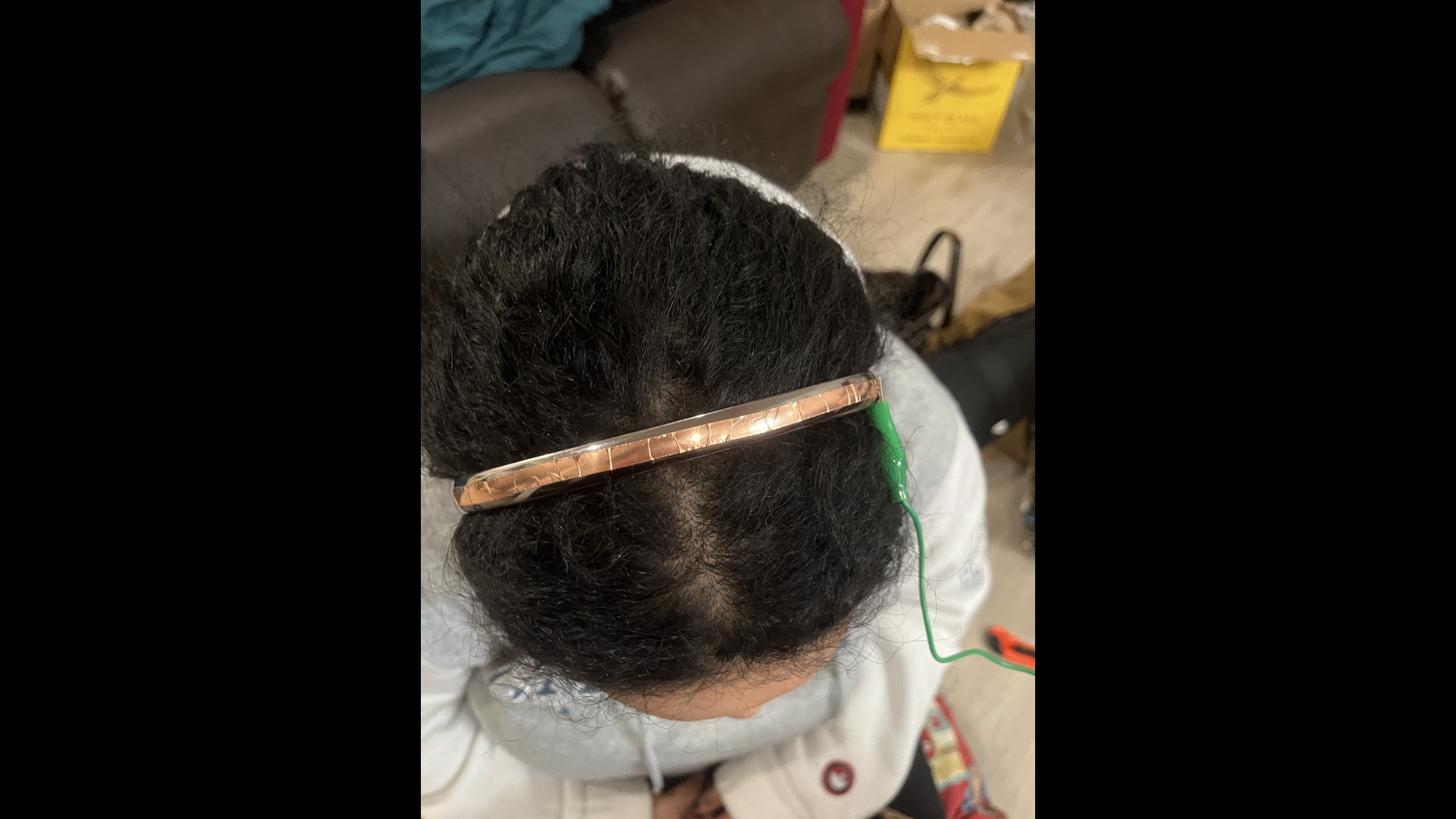 I covered the headband with conductive tape, but it still didn’t work as a reliable connection to earth.